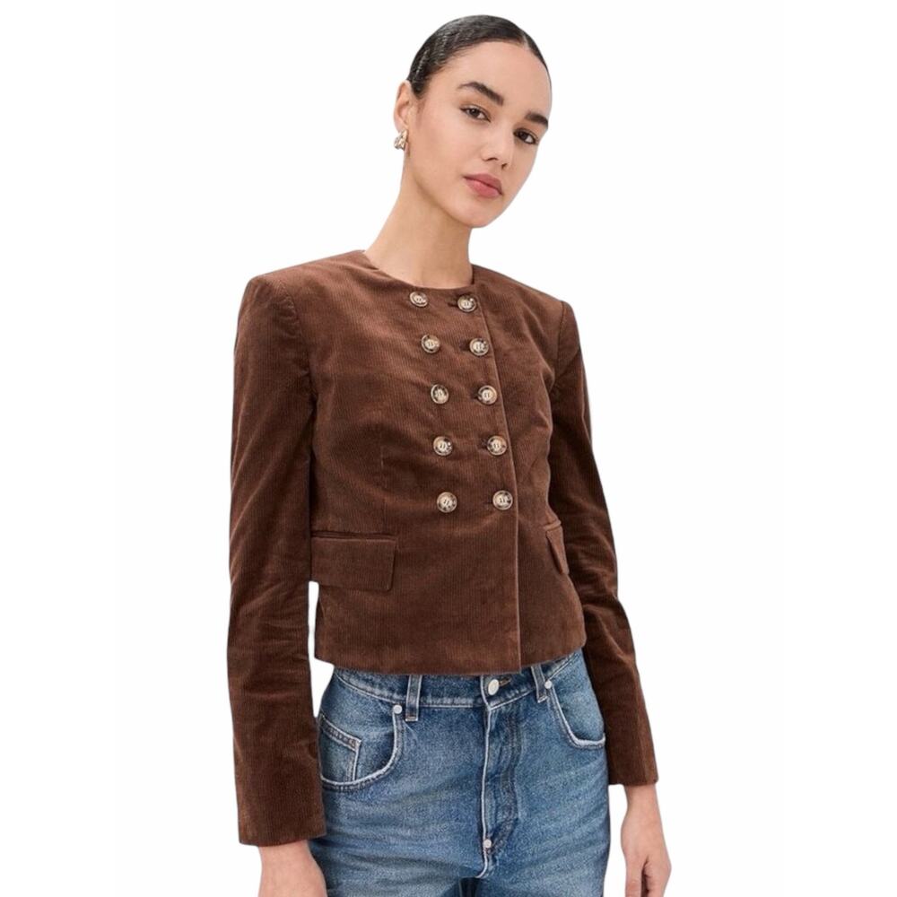 Veronica Beard Bentley Double Breasted Corduroy Jacket Brown Size 2